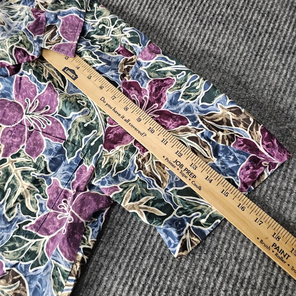 Hilo Hattie Shirt Mens Large Multicolor Hawaiian Floral Aloha Button Front - Picture 9 of 10